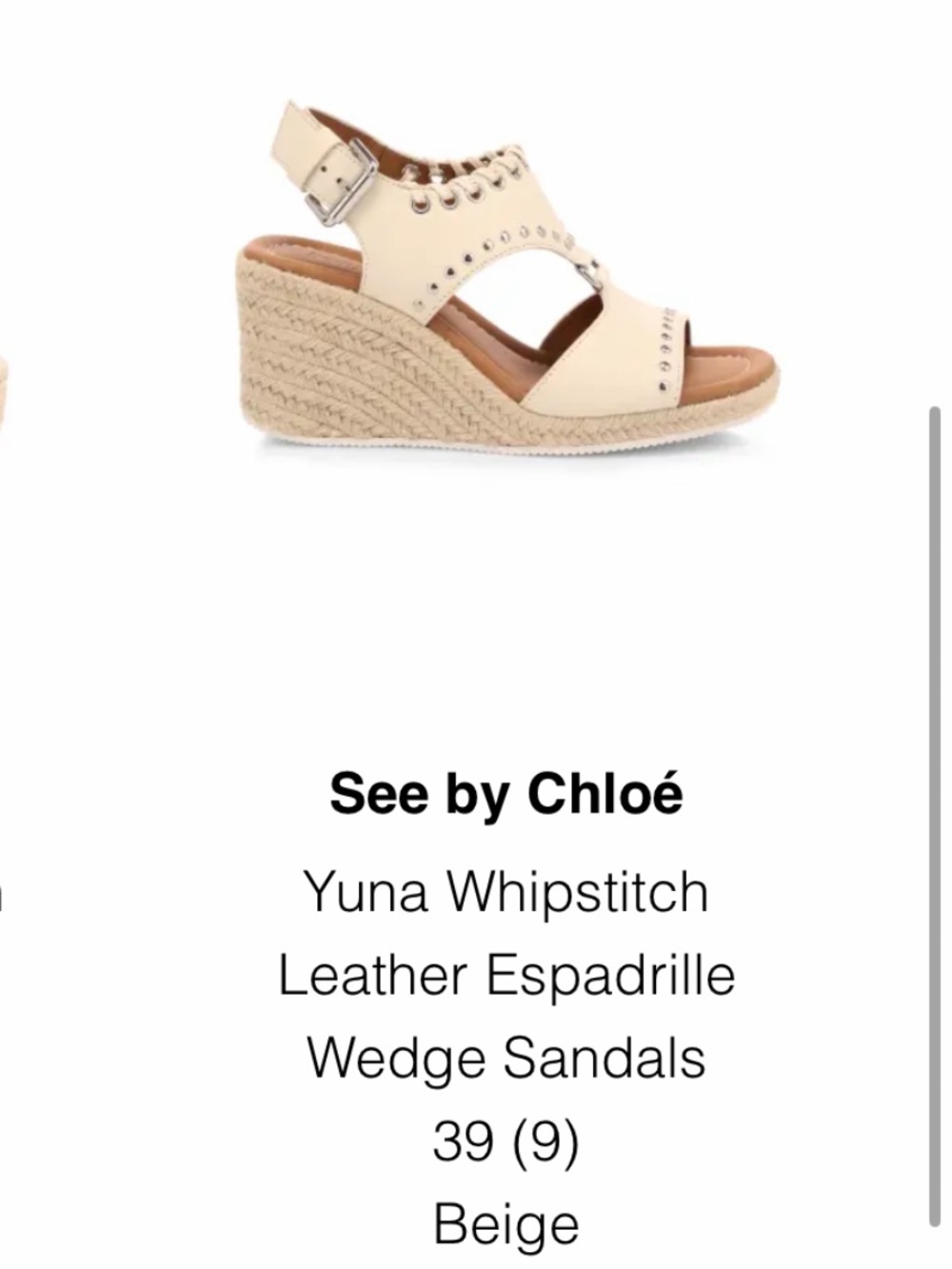 See By Chloe Yuma Whipstitch Wedge Sandals Size 39 (9)
